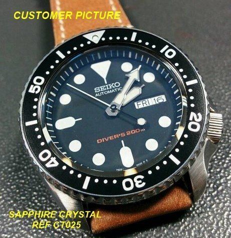 SEIKO SKX007 009 SRPD CRYSTAL MINERAL FLAT SEIKO 7S26 0020 WITH GASKET 