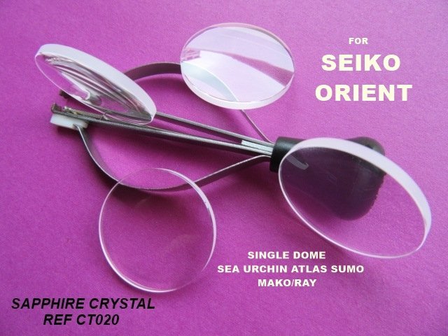 Seiko Sea Urchin, Sumo, Shogun, Monster - Orient Kamasu, Mako/Ray Low  Double Dome Sapphire Crystal - CT020 - Crystaltimes USA