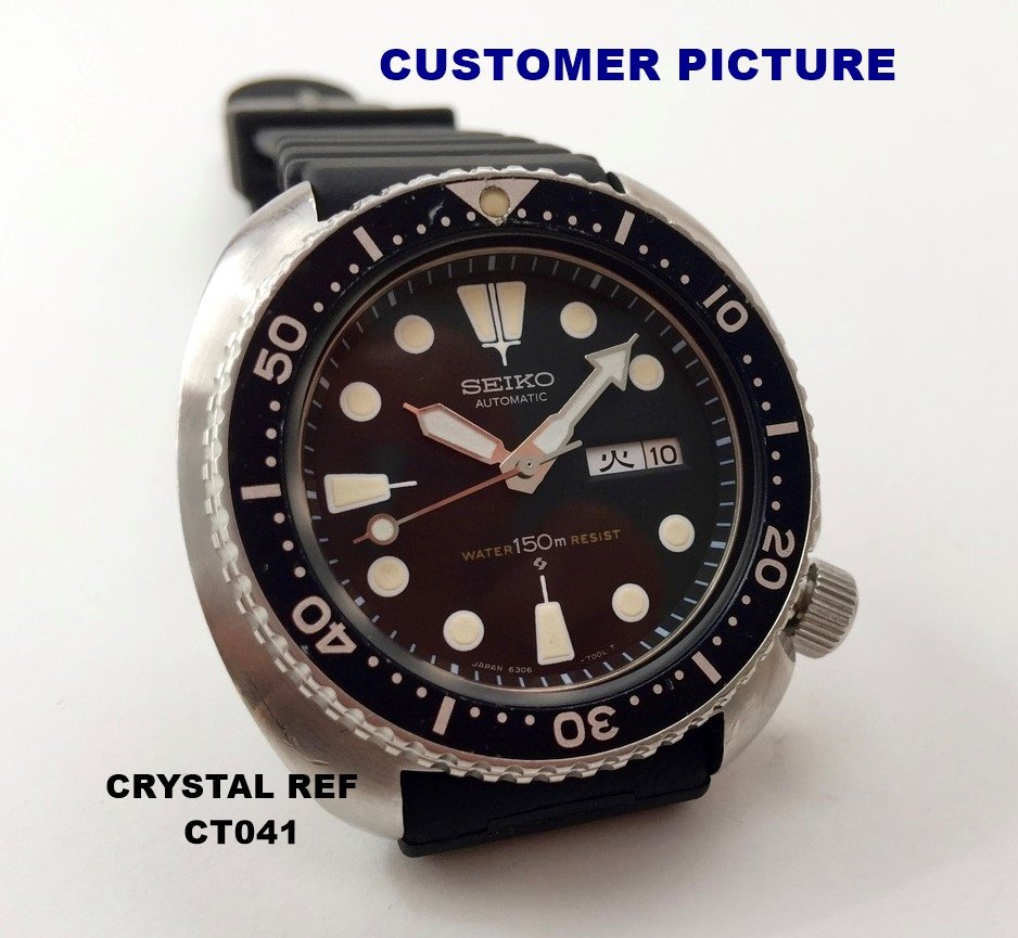 150M Auto Divers 6306 6309 Flat Sapphire Crystal - CT041 - Crystaltimes USA