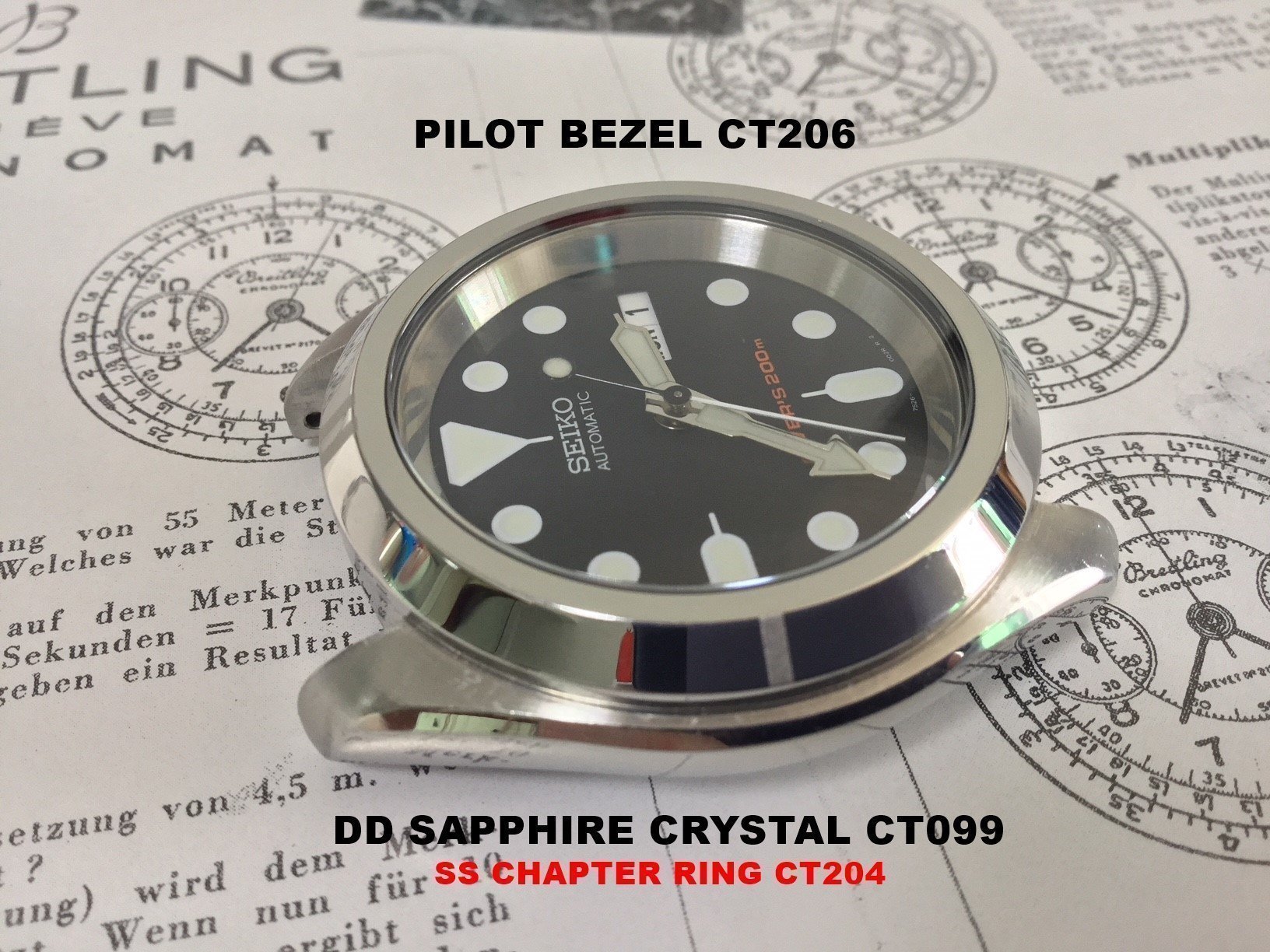 SKX007 SRPD Double Dome Sapphire Crystal For Pilot Bezels | CT099